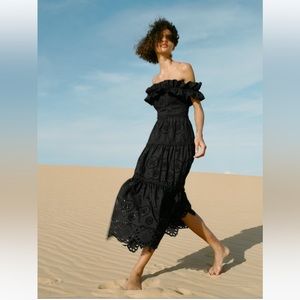 NWT ZARA EMBROIDERED MIDI DRESS